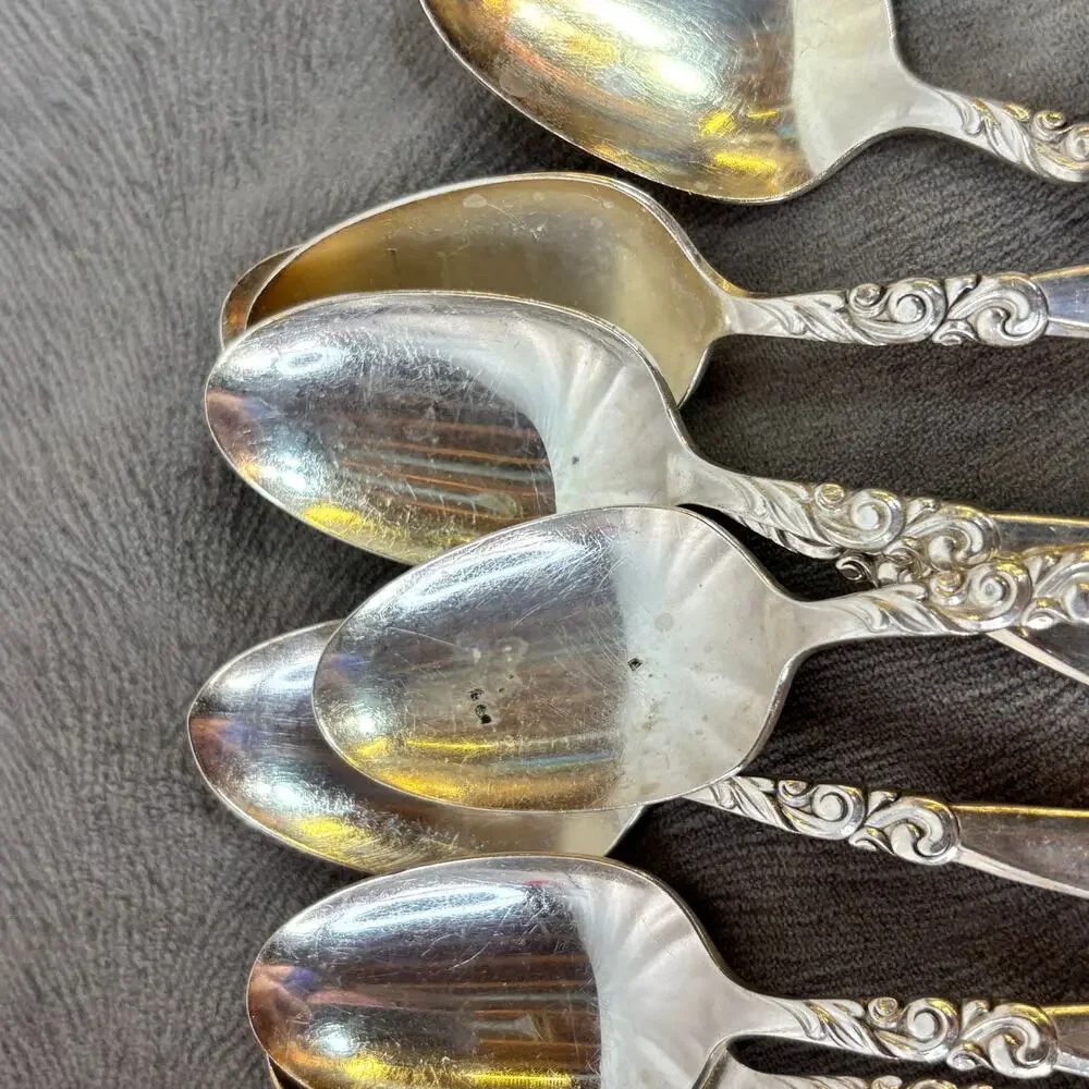 Oval Teapoons South Seas Silverplate 1955 Oneida Silver Lot of 10 VTG 6 1/4